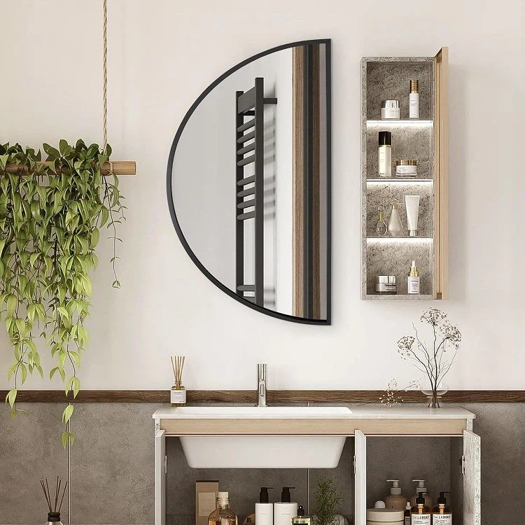 Black Half Moon Mirror